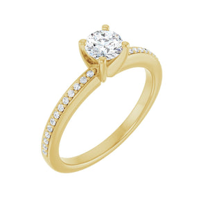 Accented Shank Round Engagement Ring · 0.5–3 ct — 14K Yellow Gold