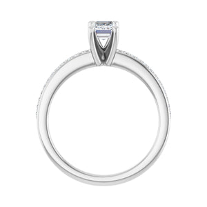 Accented Shank Emerald Engagement Ring · 0.75–1 ct — 14K White Gold, detail