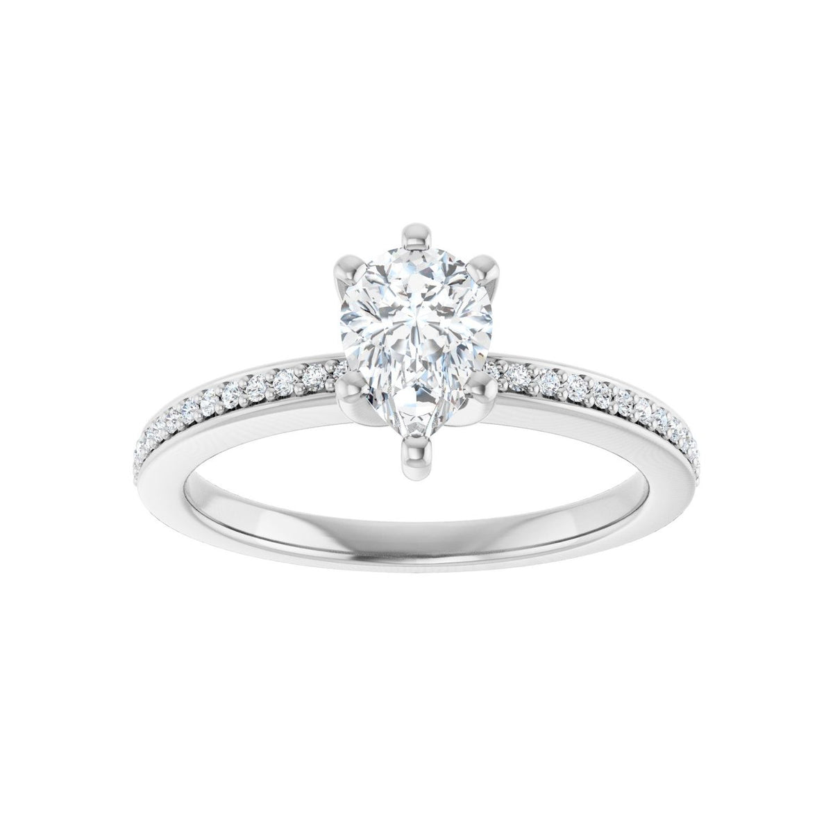 Accented Shank Pear Engagement Ring · 0.5–1 ct — 14K White Gold, detail