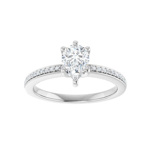 Accented Shank Pear Engagement Ring · 0.5–1 ct — 14K White Gold, detail