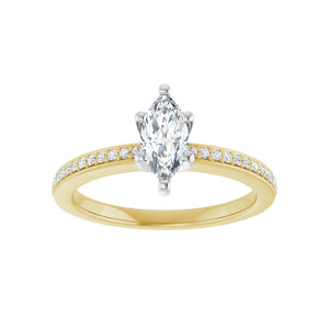 Accented Shank Marquise Engagement Ring · 0.5–1.5 ct — 18K Yellow & White Gold, detail