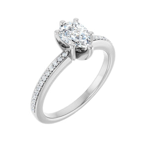 Accented Shank Pear Engagement Ring · 0.5–1 ct — 14K White Gold