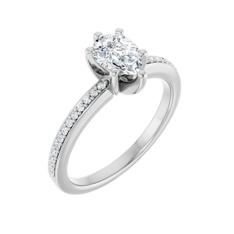 Accented Shank Pear Engagement Ring · 0.5–1 ct — 14K White Gold