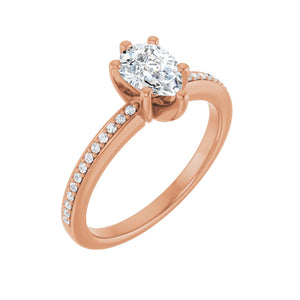 Accented Shank Pear Engagement Ring · 0.5–1 ct — 14K Rose Gold