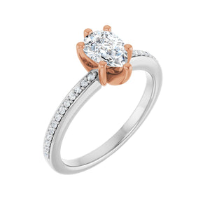 Accented Shank Pear Engagement Ring · 0.5–1 ct — 14K White & Rose Gold