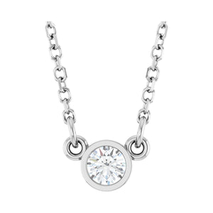 Bezel-Set Solitaire Birthstone Necklace · 3.1–5.7 ct — 14K White Gold