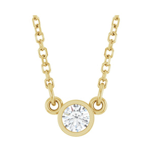 Bezel-Set Solitaire Birthstone Necklace · 3.1–5.7 ct — 14K Yellow Gold