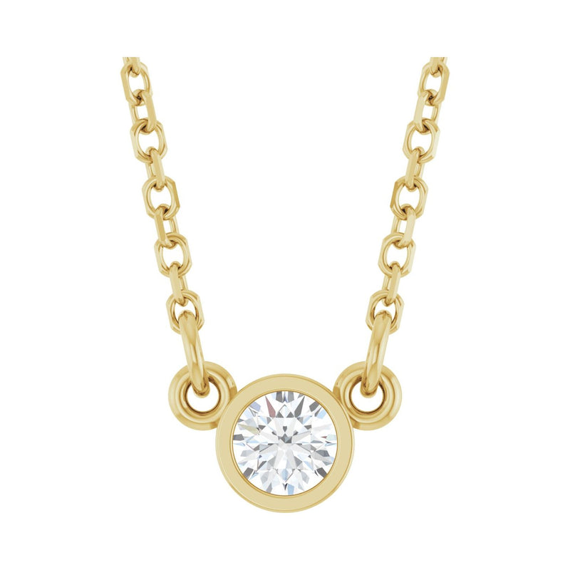 Bezel-Set Solitaire Birthstone Necklace · 3.1–5.7 ct — 14K Yellow Gold