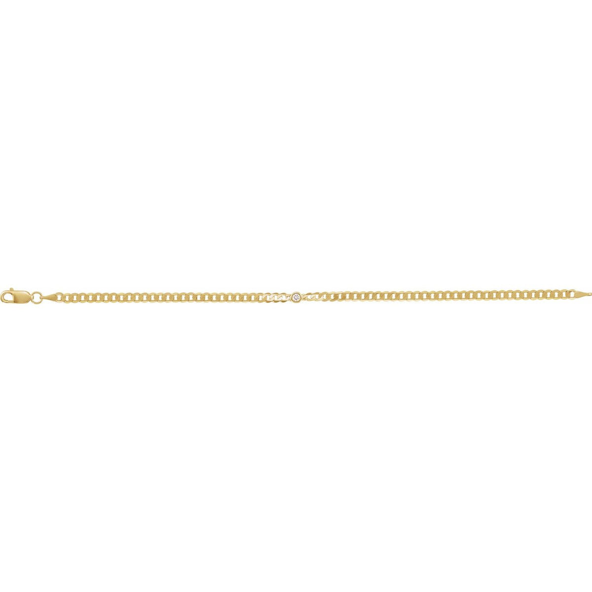 Bezel-Set Solitaire Curb Link Bracelet · 0.07–0.25 ct — 14K Yellow Gold view 2