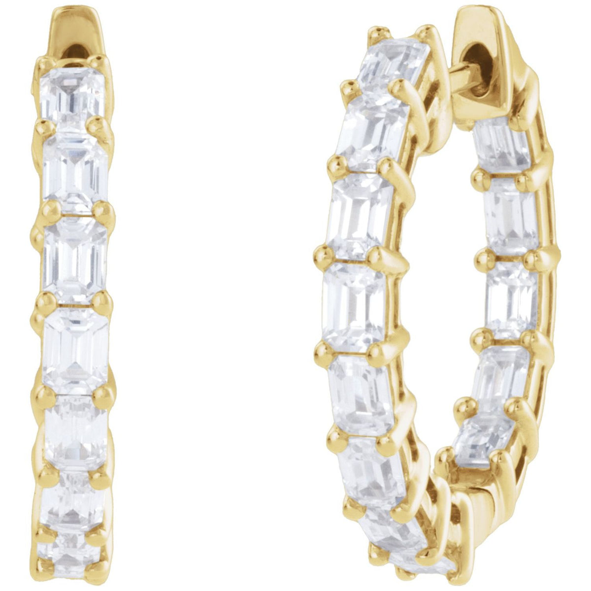 Inside-Outside Hoop Earrings · 3 ct — 14K Yellow Gold view 2