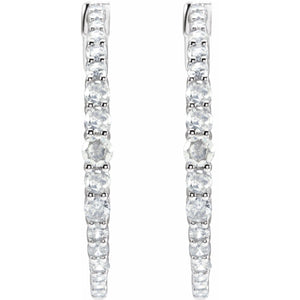 Accented Graduated Hoop Earrings · 1.33 ct — 14K White Gold view 2