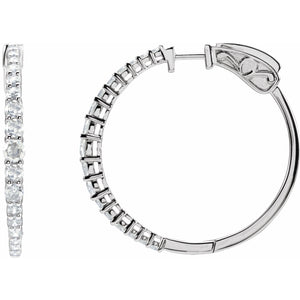 Accented Graduated Hoop Earrings · 1.33 ct — 14K White Gold