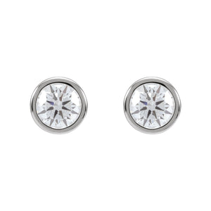 Round Bezel-Set Cocktail-Style Stud Earrings · 0.75–3.13 ct — 14K White Gold view 2