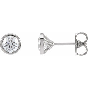 Round Bezel-Set Cocktail-Style Stud Earrings · 0.75–3.13 ct — 14K White Gold