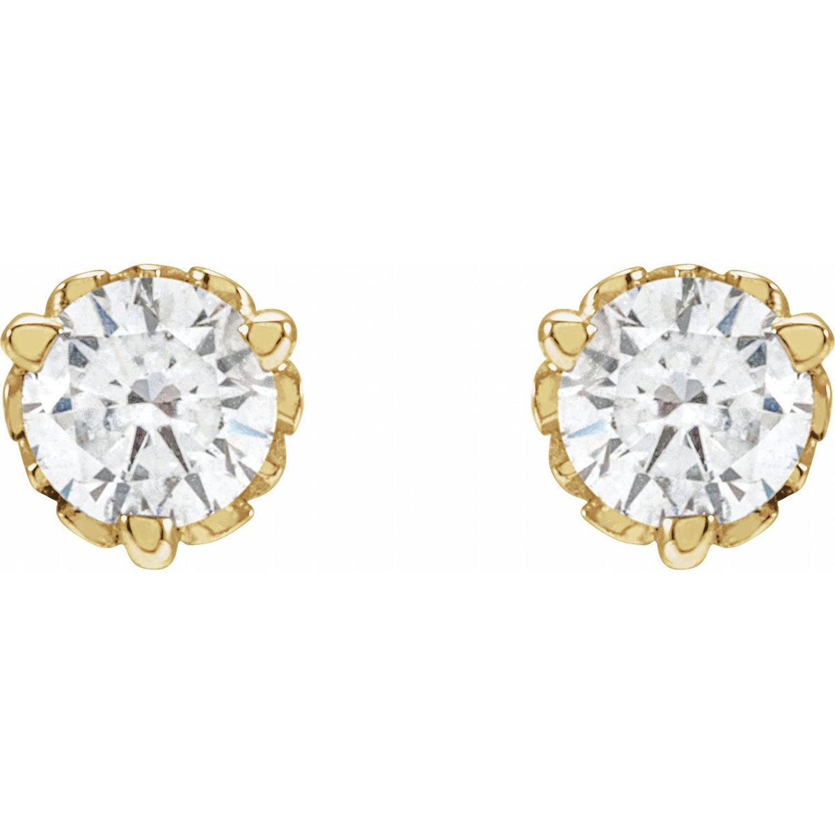 Round 3-Prong Scroll Stud Earrings · 0.2–0.5 ct — 14K Yellow Gold view 2