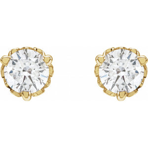 Round 3-Prong Scroll Stud Earrings · 0.2–0.5 ct — 14K Yellow Gold view 2