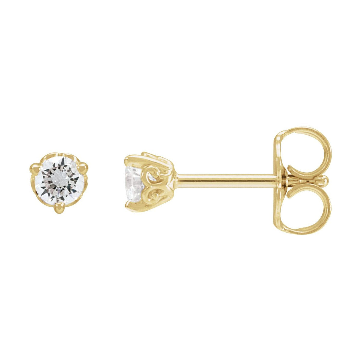 Round 3-Prong Scroll Stud Earrings · 0.2–0.5 ct — 14K Yellow Gold