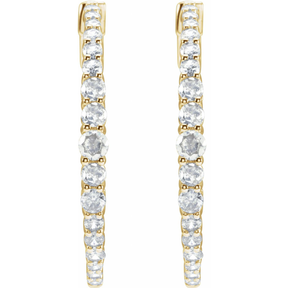 Accented Graduated Hoop Earrings · 1.33 ct — 14K Yellow Gold view 2