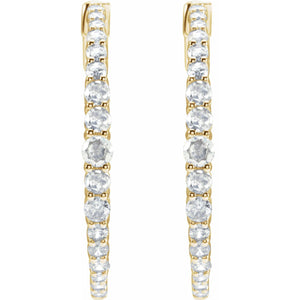 Accented Graduated Hoop Earrings · 1.33 ct — 14K Yellow Gold view 2