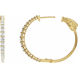 Accented Graduated Hoop Earrings · 1.33 ct — 14K Yellow Gold view 3