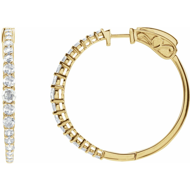 Accented Graduated Hoop Earrings · 1.33 ct — 14K Yellow Gold