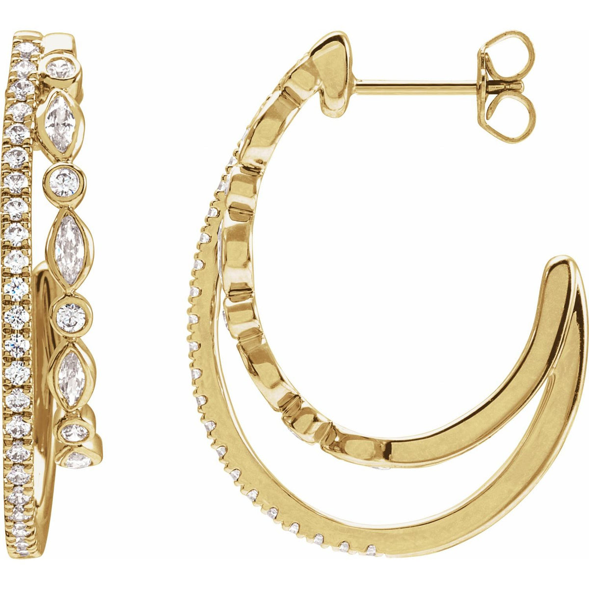 Accented Hoop Earrings · 1.2 ct — 14K Yellow Gold view 2