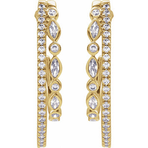 Accented Hoop Earrings · 1.2 ct — 14K Yellow Gold view 3