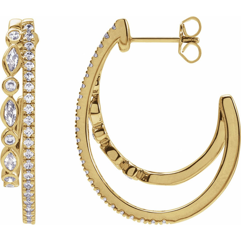 Accented Hoop Earrings · 1.2 ct — 14K Yellow Gold