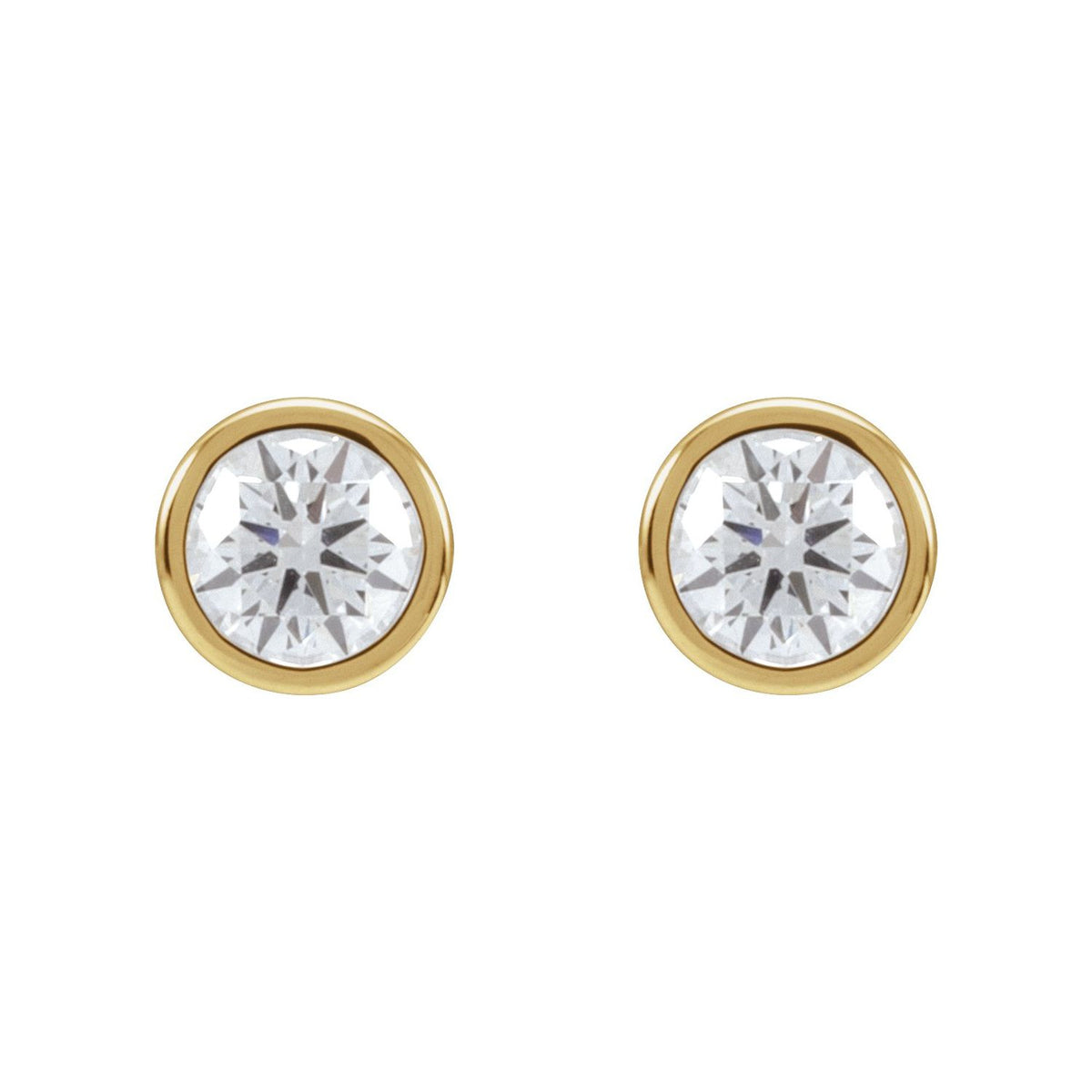 Round Bezel-Set Cocktail-Style Stud Earrings · 0.75–3.13 ct — 14K Yellow Gold view 2