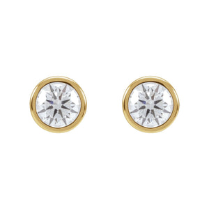 Round Bezel-Set Cocktail-Style Stud Earrings · 0.75–3.13 ct — 14K Yellow Gold view 2