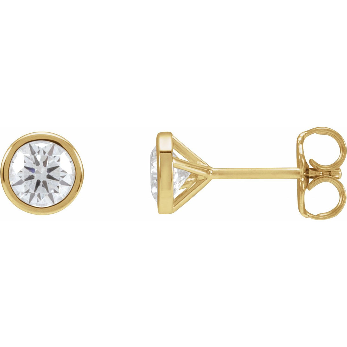 Round Bezel-Set Cocktail-Style Stud Earrings · 0.75–3.13 ct — 14K Yellow Gold