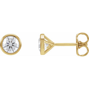 Round Bezel-Set Cocktail-Style Stud Earrings · 0.75–3.13 ct — 14K Yellow Gold