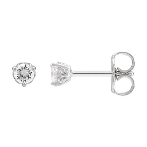 Round 3-Prong Scroll Stud Earrings · 0.2–0.5 ct — 14K White Gold