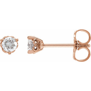 Round 3-Prong Infinity-Inspired Stud Earrings · 0.2–0.5 ct — 14K Rose Gold