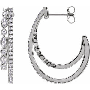 Accented Hoop Earrings · 1.2 ct — 14K White Gold