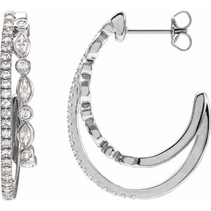 Accented Hoop Earrings · 1.2 ct — 14K White Gold view 2