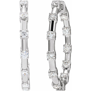 Lab-Grown Diamond Inside-Outside Hoop Earrings · 1 ct — 14K White Gold view 2