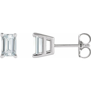 Emerald 4-Prong Stud Earrings · 0.5–3.5 ct — 14K White Gold