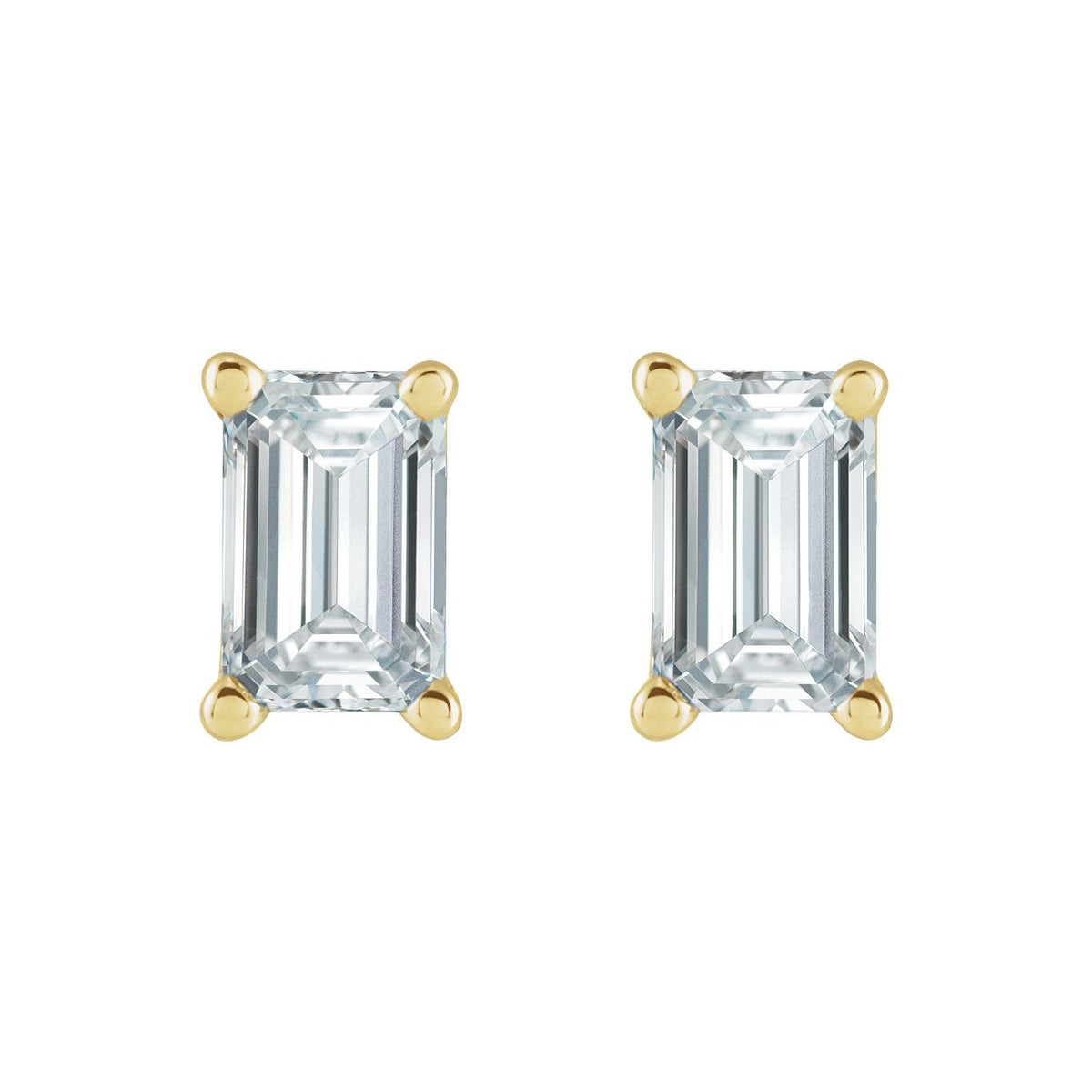 Emerald 4-Prong Stud Earrings · 0.5–3.5 ct — 14K Yellow Gold view 2