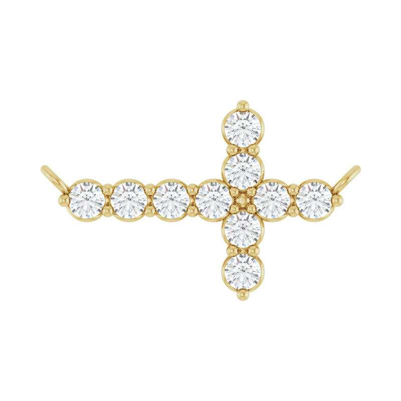 Accented Sideways Cross Necklace · 2.33 ct — 14K Yellow Gold