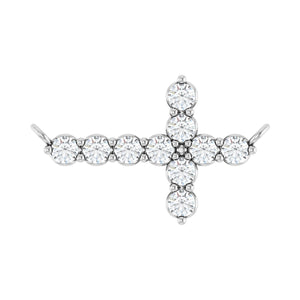 Accented Sideways Cross Necklace · 2.33 ct — 14K White Gold
