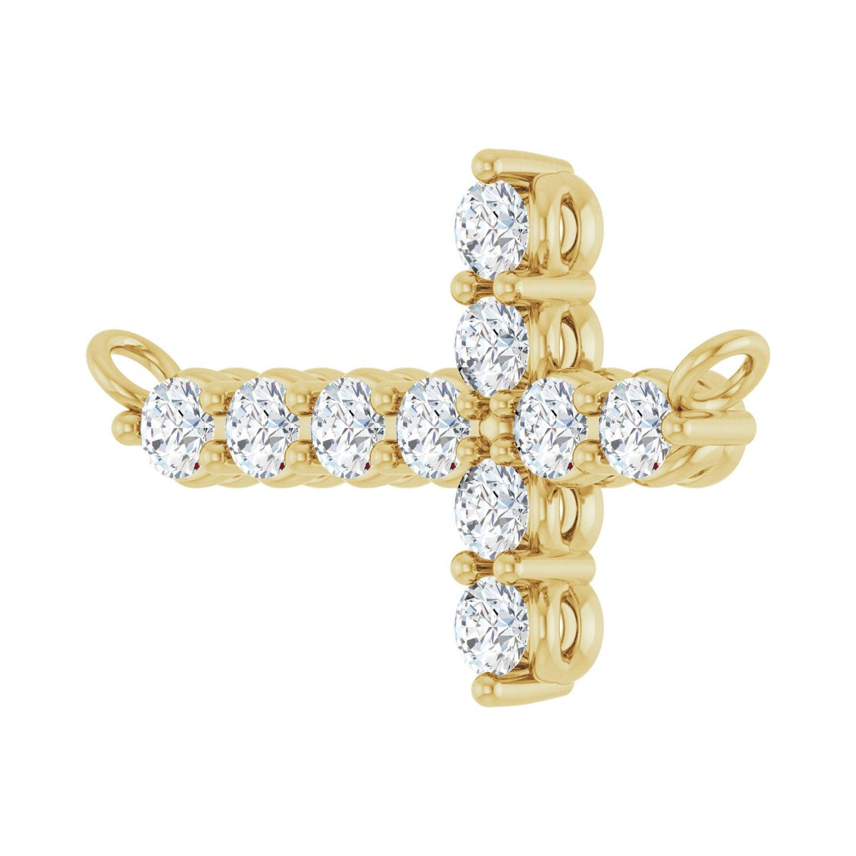 Accented Sideways Cross Necklace · 2.33 ct — 14K Yellow Gold view 2