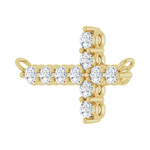 Accented Sideways Cross Necklace · 2.33 ct — 14K Yellow Gold view 2