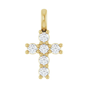 Accented Cross Pendant · 0.17–2 ct — 14K Yellow Gold