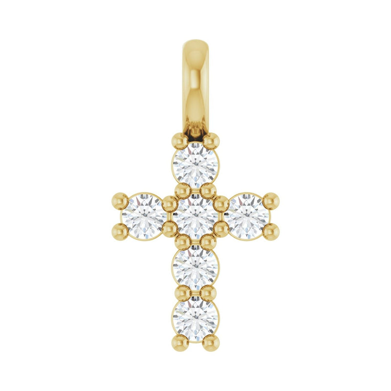Accented Cross Pendant · 0.17–2 ct — 14K Yellow Gold