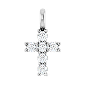 Accented Cross Pendant · 0.17–2 ct — 14K White Gold