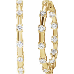 Lab-Grown Diamond Inside-Outside Hoop Earrings · 1 ct — 14K Yellow Gold view 2