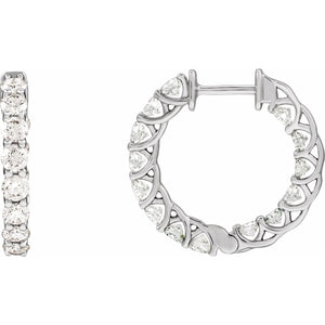 Inside-Outside Hoop Earrings · 2.2 ct — 14K White Gold