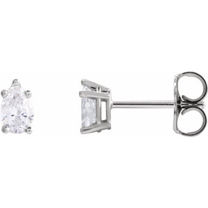 Pear 5-Prong Stud Earrings · 0.38–2 ct — 14K White Gold