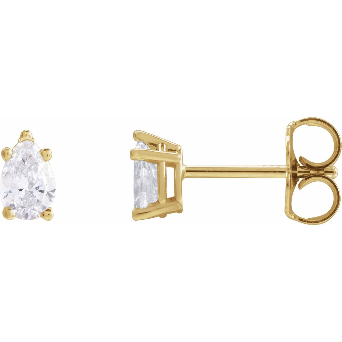 Pear 5-Prong Stud Earrings · 0.38–2 ct — 14K Yellow Gold